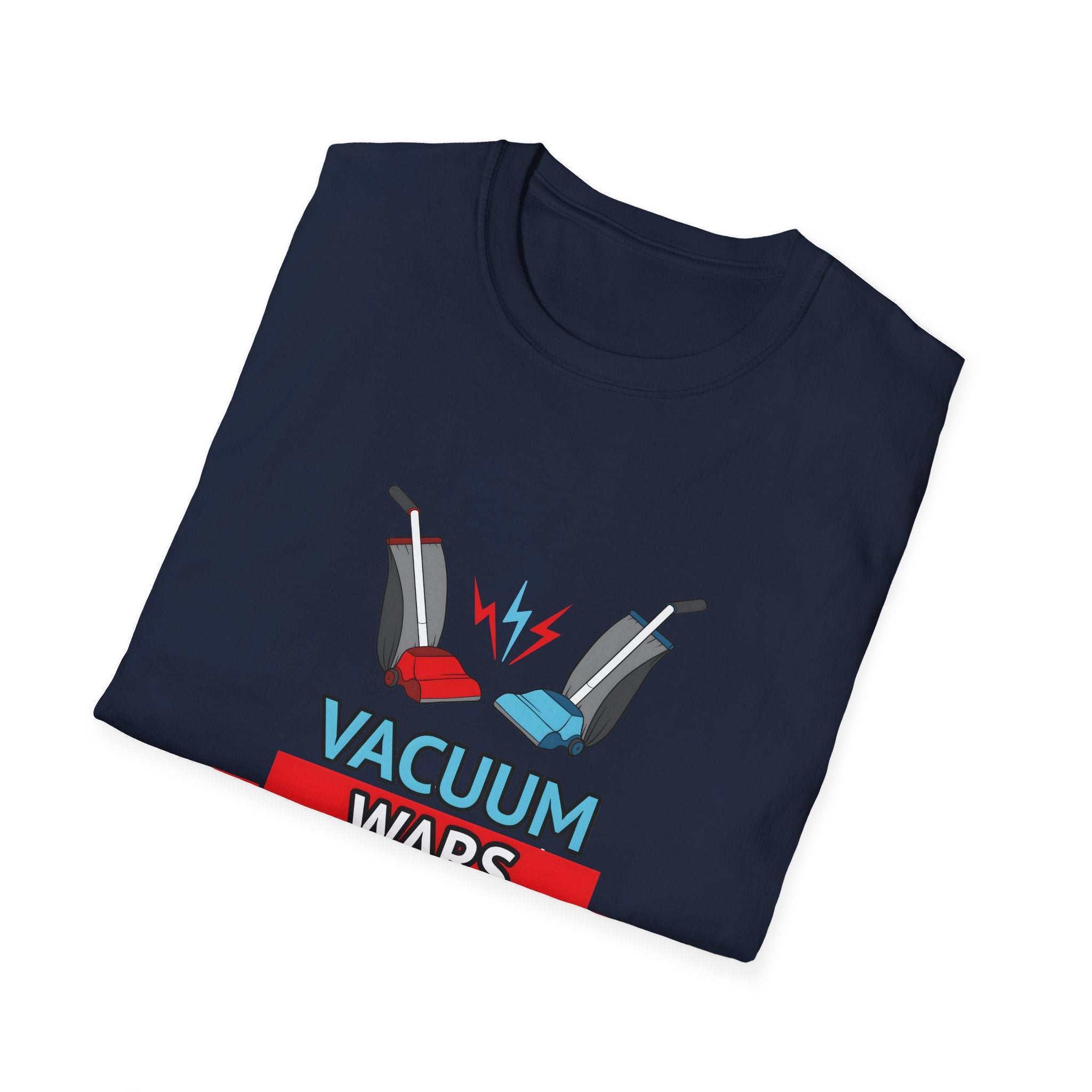 Vacuum Wars Logo Small Unisex Softstyle T-Shirt - Fun Graphic Tee for Home Enthusiasts