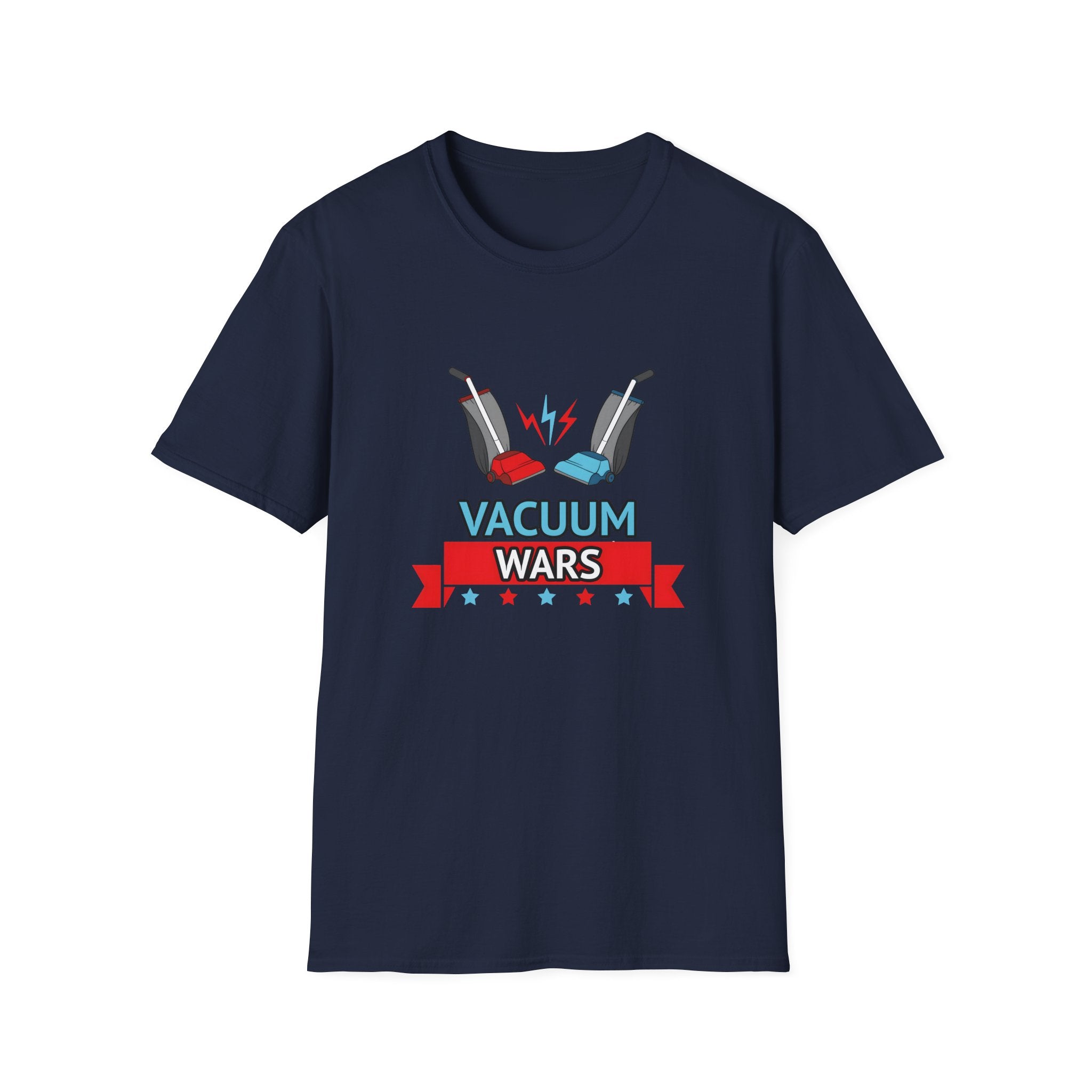 Vacuum Wars Logo Small Unisex Softstyle T-Shirt - Fun Graphic Tee for Home Enthusiasts