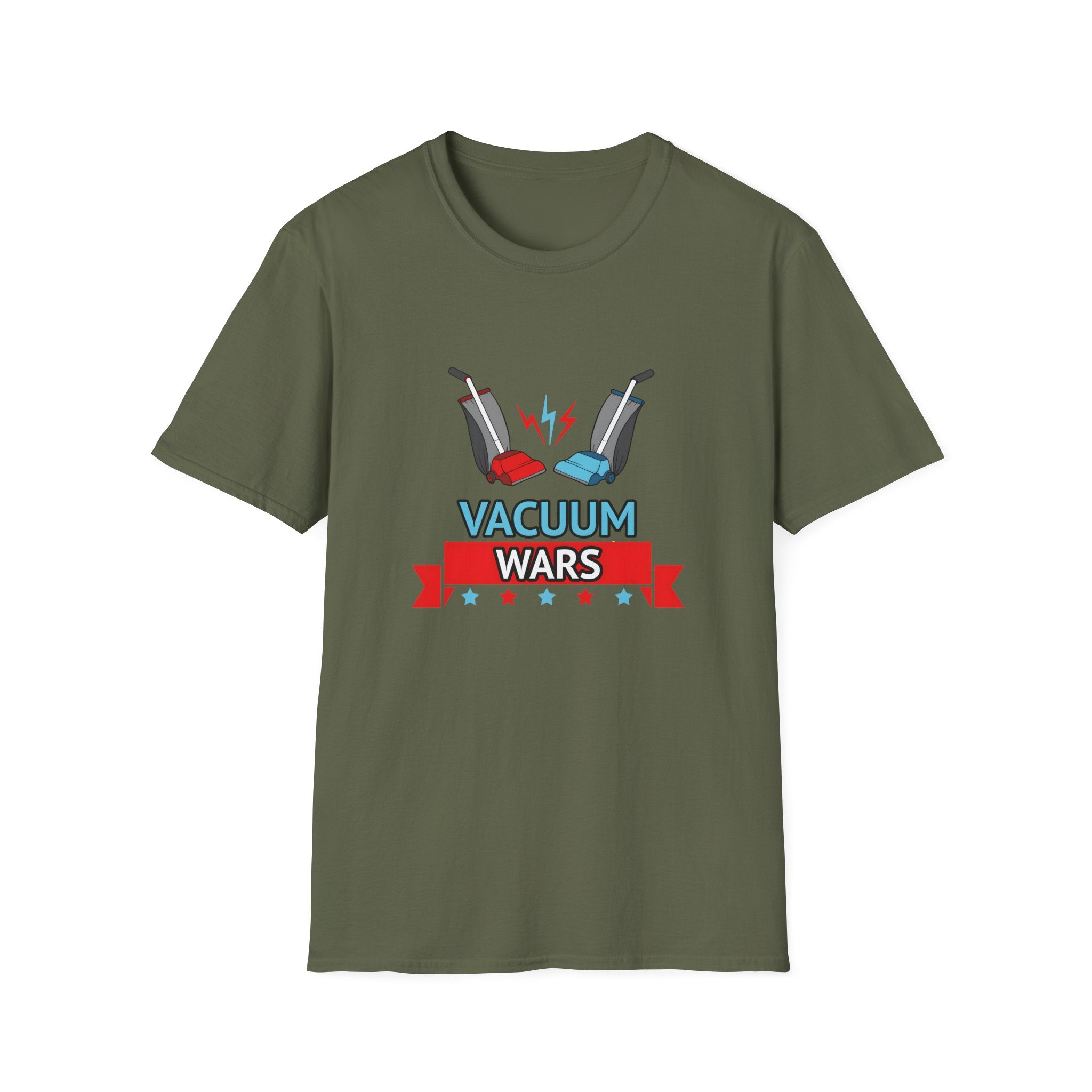 Vacuum Wars Logo Small Unisex Softstyle T-Shirt - Fun Graphic Tee for Home Enthusiasts