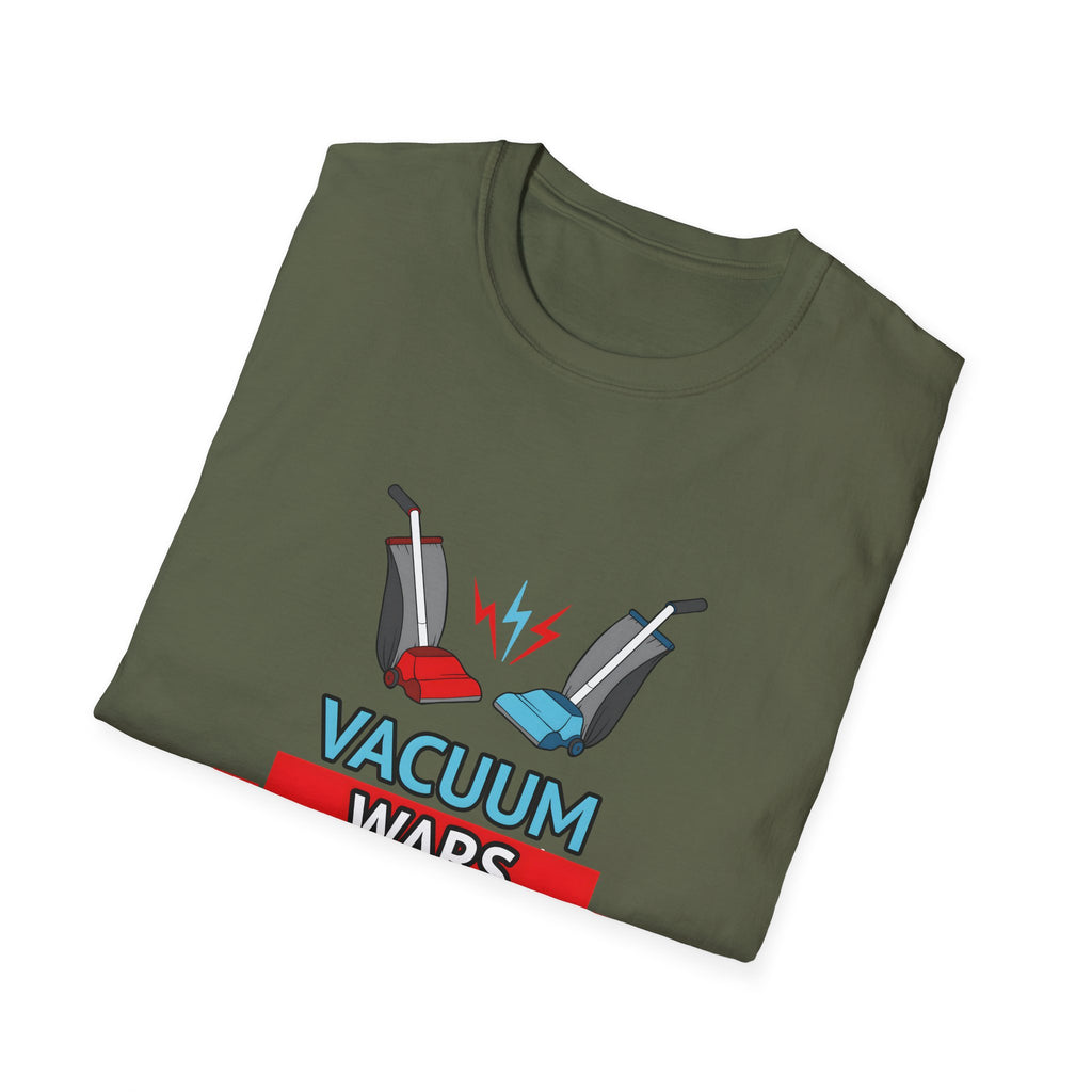 Vacuum Wars Logo Small Unisex Softstyle T-Shirt - Fun Graphic Tee for Home Enthusiasts