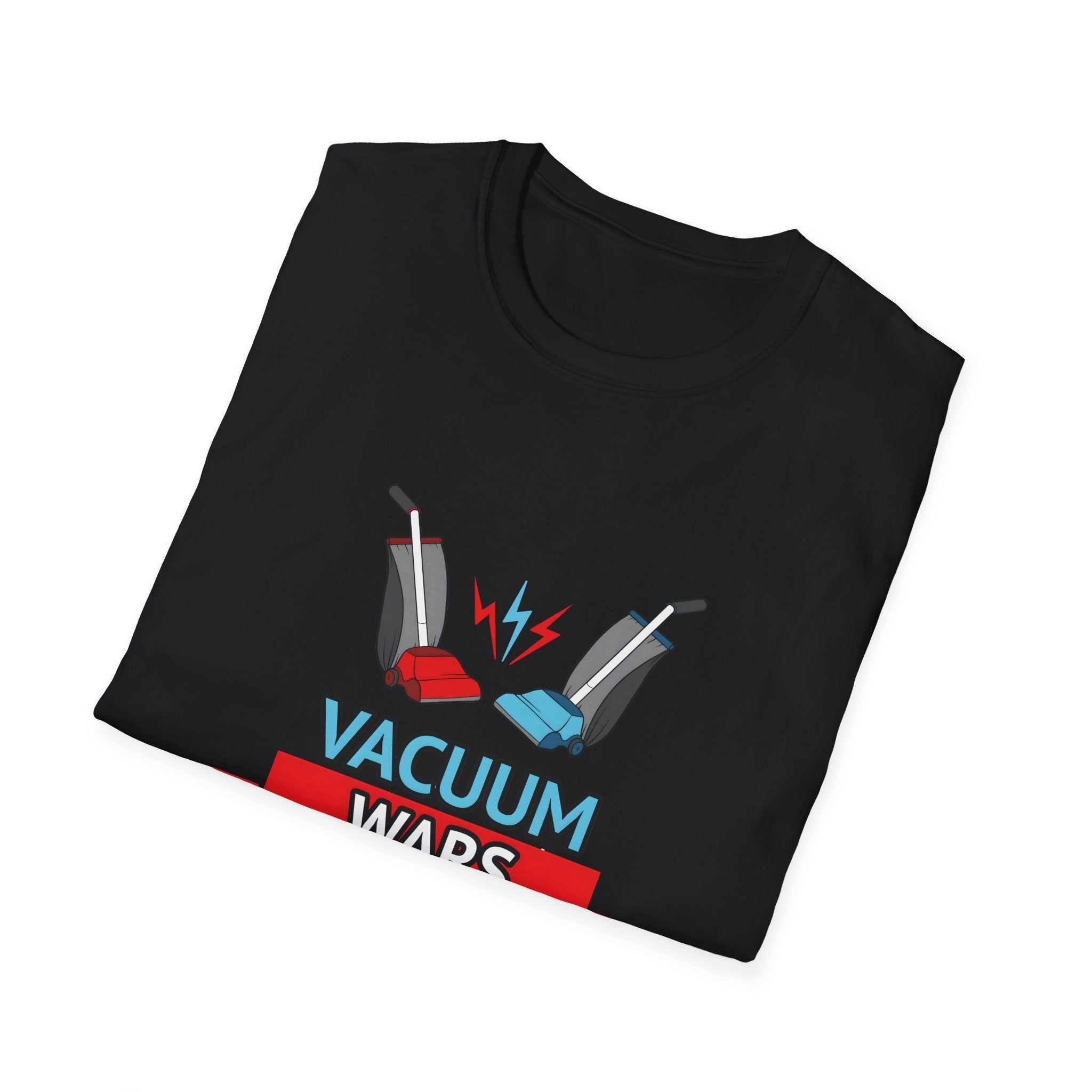 Vacuum Wars Logo Small Unisex Softstyle T-Shirt - Fun Graphic Tee for Home Enthusiasts