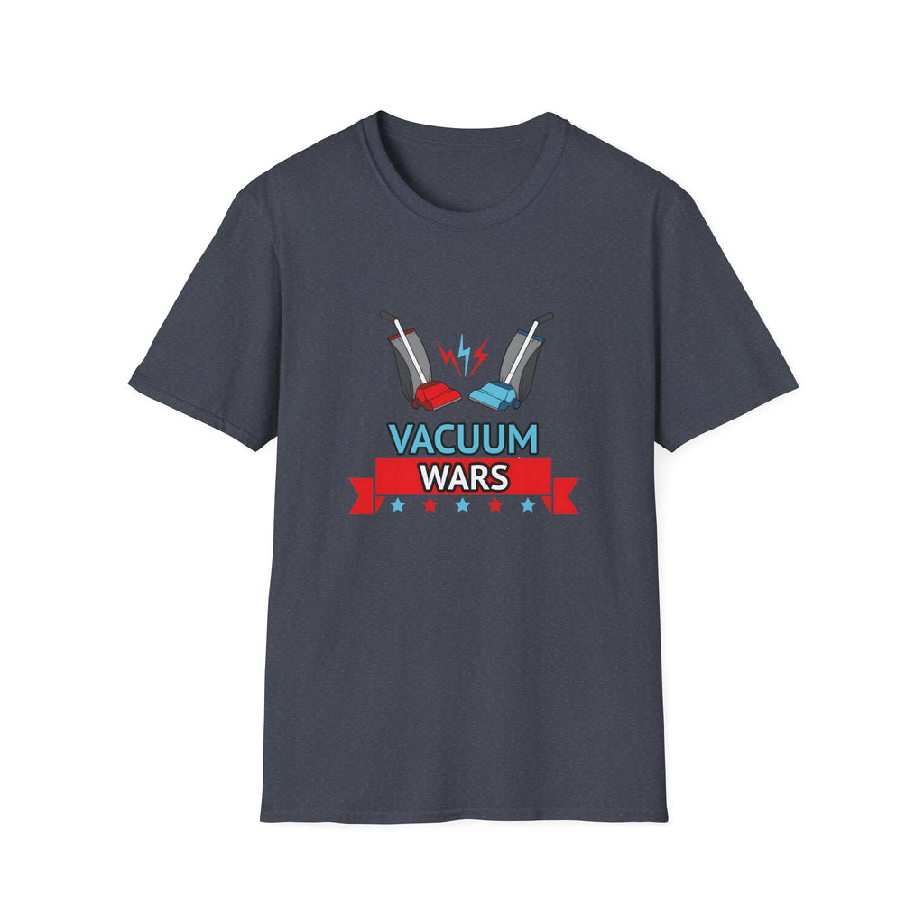 Vacuum Wars Logo Small Unisex Softstyle T-Shirt - Fun Graphic Tee for Home Enthusiasts